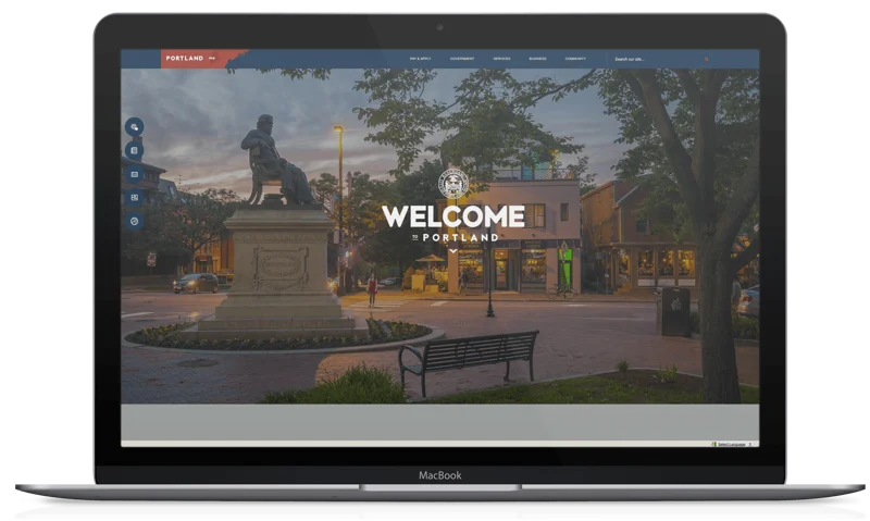 Portland, Maine's website shown on a laptop computer