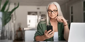 Woman looking at her phone