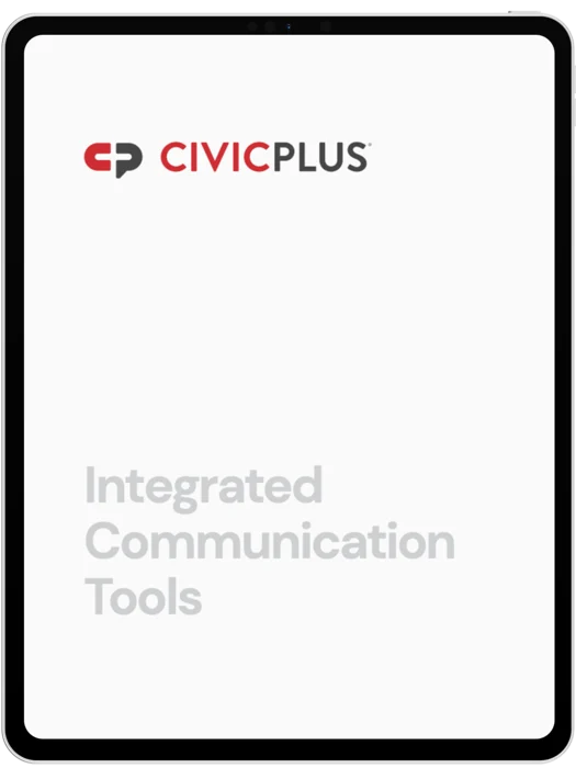 Integrated Communication Tools brochure cover page shown on a black tablet