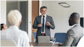 employee leading meeting