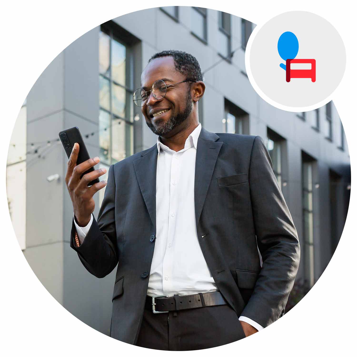 Man looking at his phone outside
