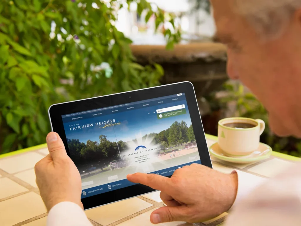 City of Fairview Heights website displayed on an iPad