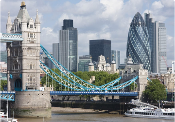 Overview of the city of London, England