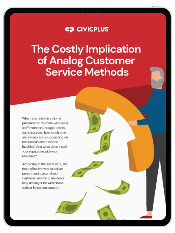 The Costly Implication of Analog Customer Service Methods infographic displayed on a black tablet