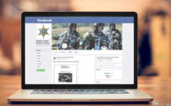 Laptop screen displaying the FaceBook page of Skagit County