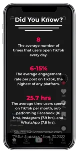 Image of a smart phone displaying facts about TikTok