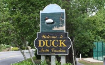 Town of Duck, NC sign in on a town street