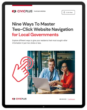 master two-click navigation for municipal websites fact sheet cover