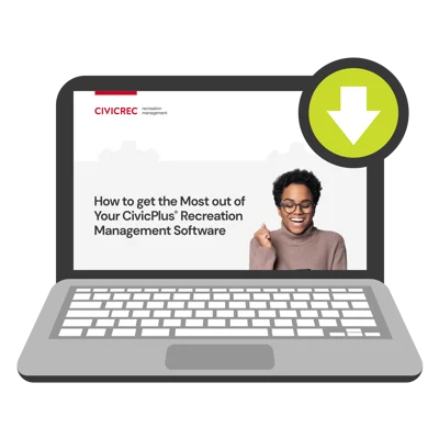 Get the Most Out of Recreation Management Software eBook displayed on a laptop screen
