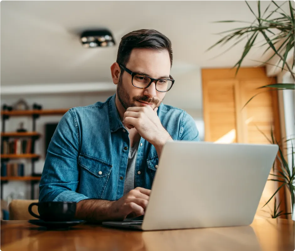 Man working from home on a laptop