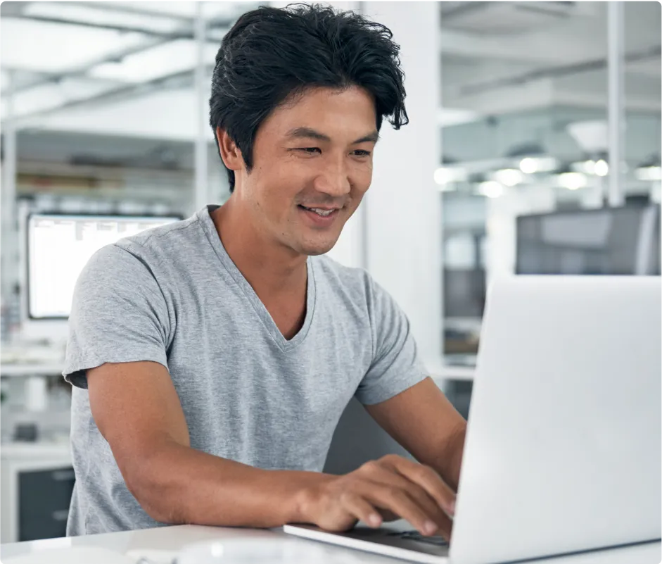 Man working on a laptop