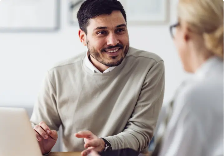 Man and woman having a discussion