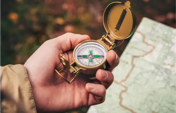 Compass in a hand