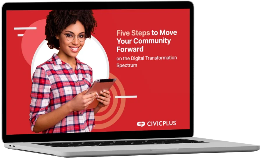Digital Transformation eBook displayed on a macbook screen