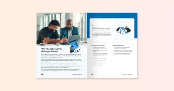 document cover featuring two people looking at a paper file.