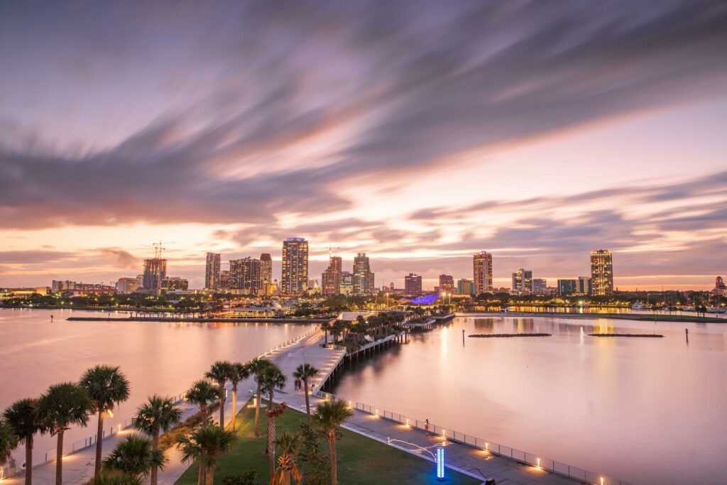 City of St. Petersburg, Florida evening skyline