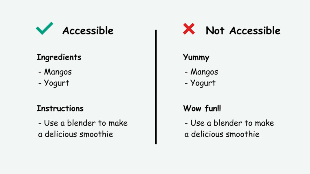 Accessible versus not accessible styling
