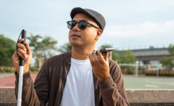 Blind man on a bench