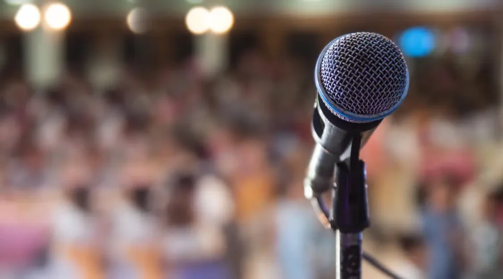 microphone in front of audience