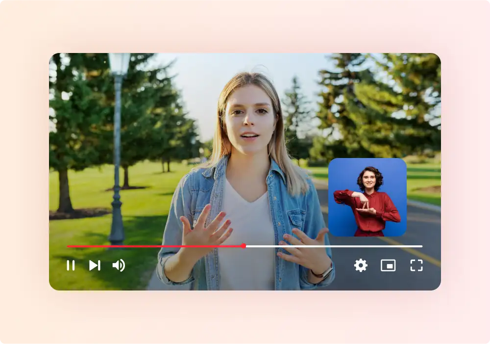 website video player showing a video that features sign language