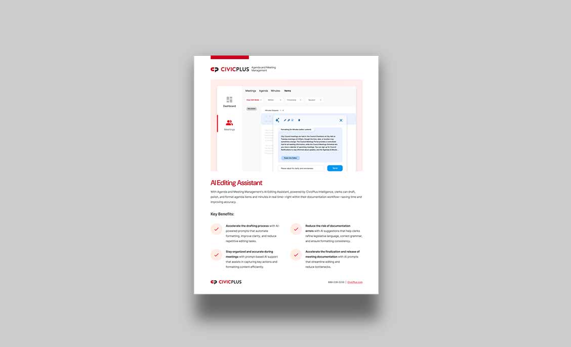 Agenda and Meeting Management’s AI Editing Assistant Fact Sheet - CivicPlus