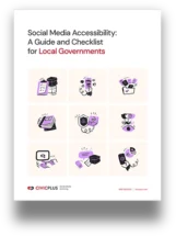 cover page for social media accessibility guide checklist featuring various action-oriented icons.