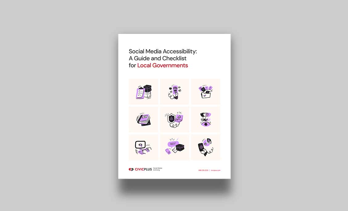 cover page for social media accessibility guide checklist featuring various action-oriented icons.