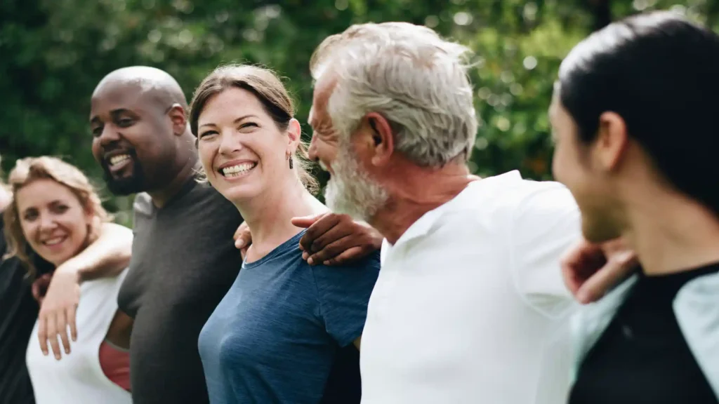 group of residents smiling