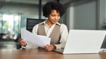 Professional woman at a laptop working