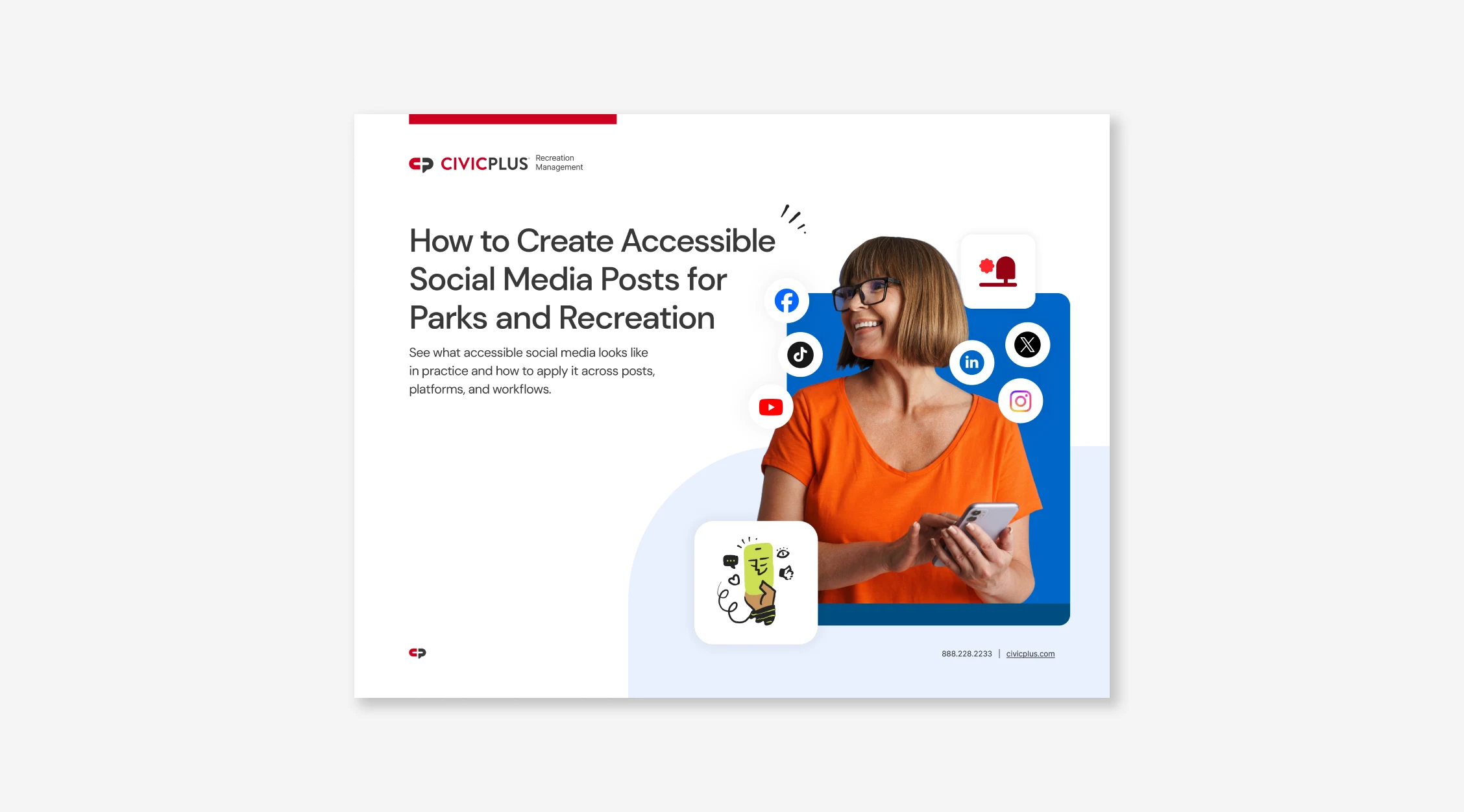 document cover featuring smiling woman holding a smart phone.