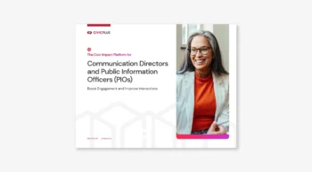 document cover featuring a smiling woman wearing glasses