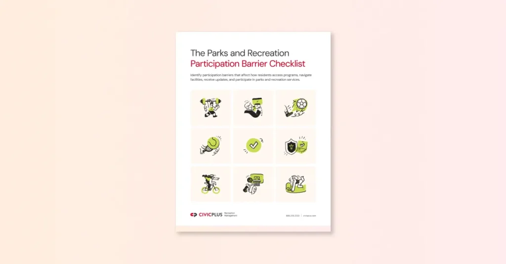 Parks and Recreation participation barrier checklist tool kit cover page