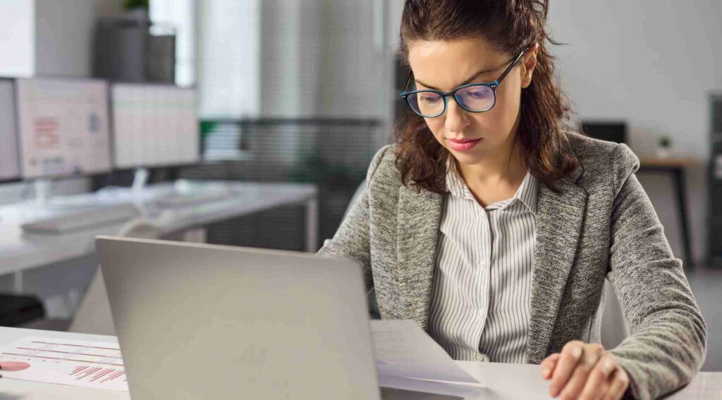 office employee at a laptop